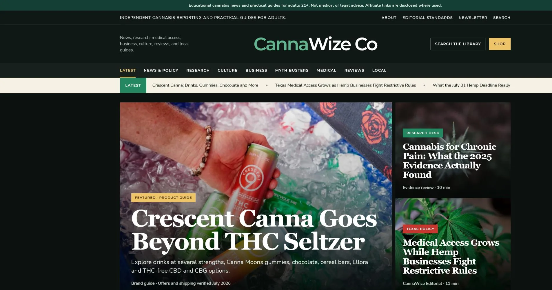 CannaWize independent publication website designed by Rank Forge