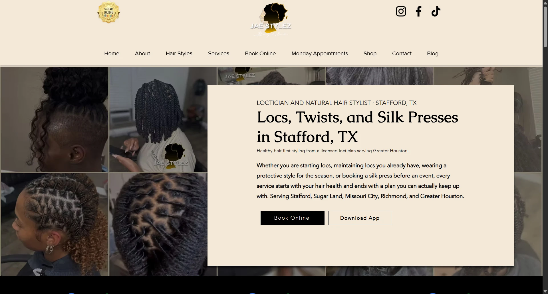 Jae Stylez homepage before the redesign
