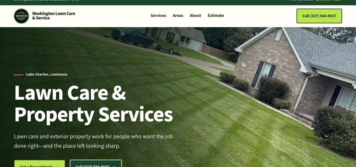 Washington Lawn Care & Service website screenshot