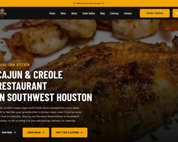 Bayou Fork Kitchen website screenshot
