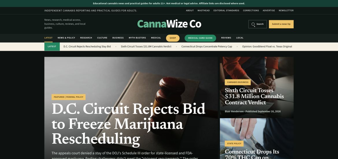 CannaWize Co homepage screenshot