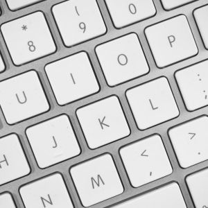 Computer keyboard representing AI search optimization