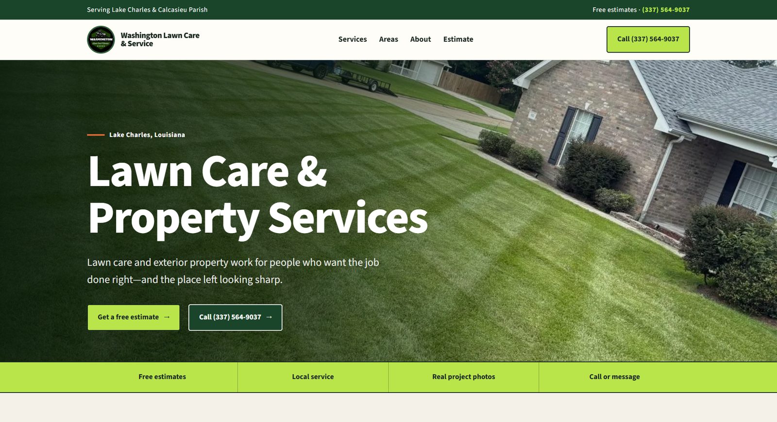 Washington Lawn Care & Service website built by Rank Forge Marketing, desktop view